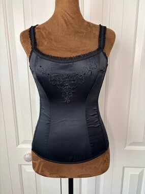 Victorias Secret Sexy Little Things Black Embellished Satin Bustier Top, Small